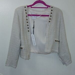Lovers + Friends Cream Tweed Blazer with Button Accents